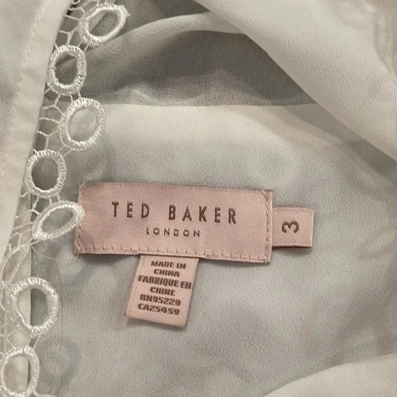 Ted Baker Women's Roobee Pintuck Detailing Long Sleeve Top - White sz 3 US 8 - Picture 9 of 11